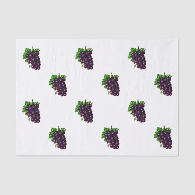 Papel De Seda Uvas Moradas Cuélgan en Racimos (Anverso)