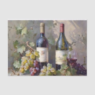 Papel De Seda Uvas y botellas de vino Decoupage acuarela