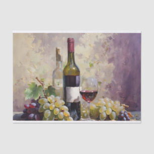 Papel De Seda Uvas y botellas de vino Decoupage acuarela