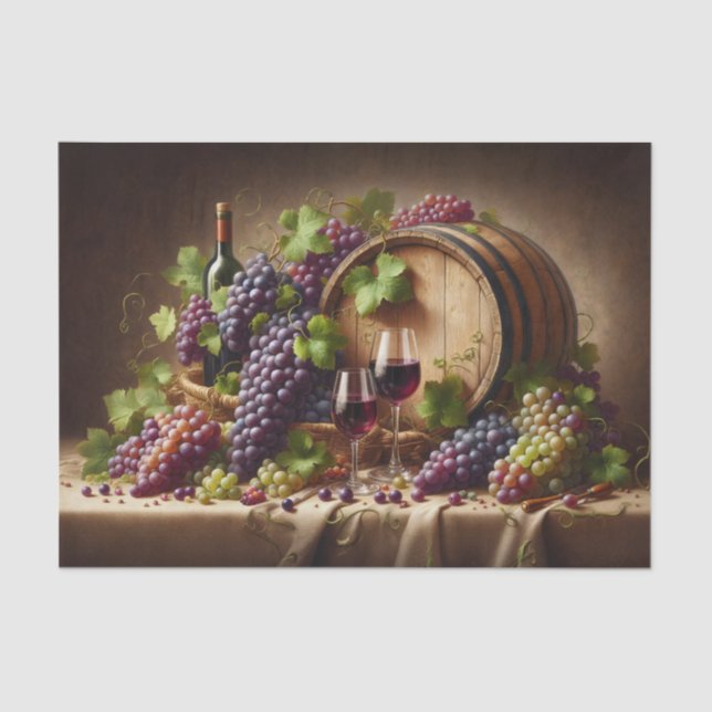 Papel De Seda Uvas y envergadura de la vida en el vino (Anverso)