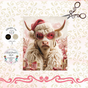 Papel De Seda Vaca Alta Fantasiosa con Disfraz Festivo Decoupage