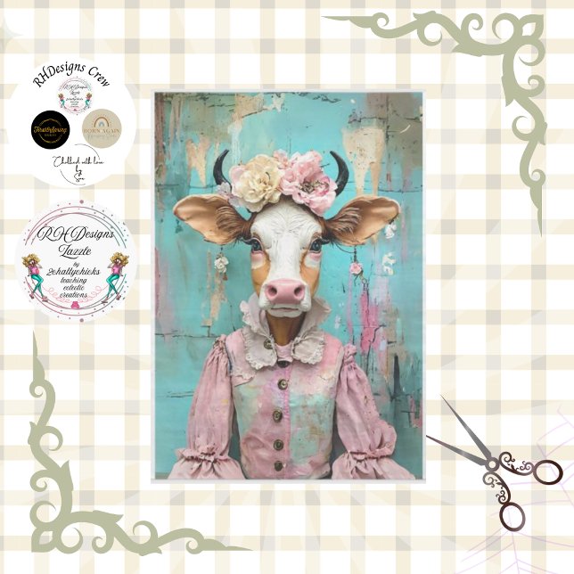 Papel De Seda Vaca chic de Shabby en suave tonos pastel (Subido por el creador)