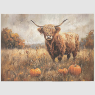 Papel De Seda Vaca de las Tierras Altas con calabazas