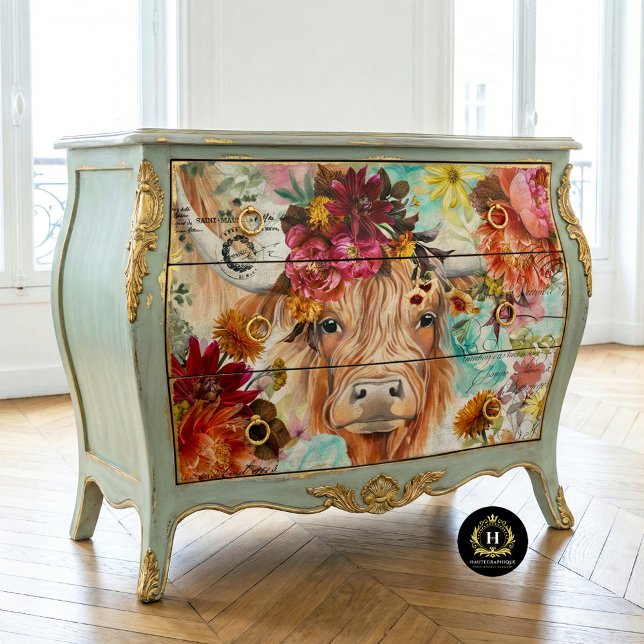 Papel De Seda Vaca de las Tierras Altas Decoupage Rústico Boho C (Subido por el creador)