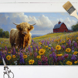Papel De Seda Vaca de las Tierras Altas Flores Silvestres Purpúr
