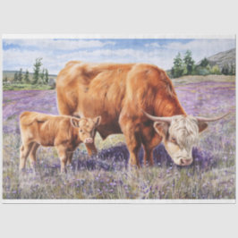 Papel De Seda Vaca de las Tierras Altas y Ternero Arte de Decoup