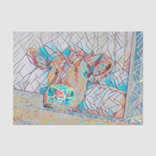 Papel De Seda Vaca De País En Arte De Mosaico Rústico De Granero