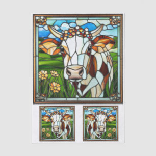 Papel De Seda Vaca de Vidrio Teñido con Corona Floral EK9L Decou