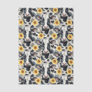 Papel De Seda Vaca en blanco y negro funky y girasoles
