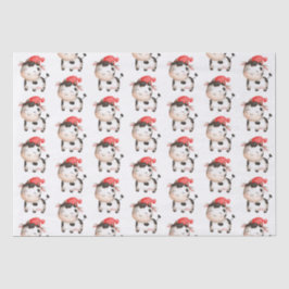 Papel De Seda Vaca feliz en un Gorra rojo lindo