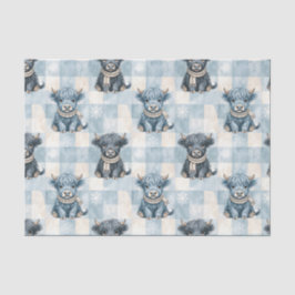 Papel De Seda Vaca Highland de Cuadrados Azules Adorable