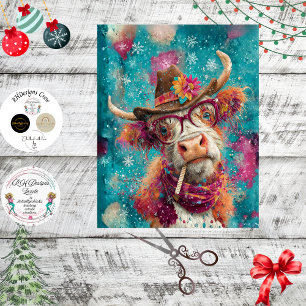 Papel De Seda Vaca Highland decoupage con gafas de caña de caram