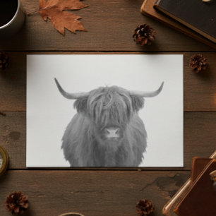 Papel De Seda Vaca Highland Escocia Negro Blanco Rústico 