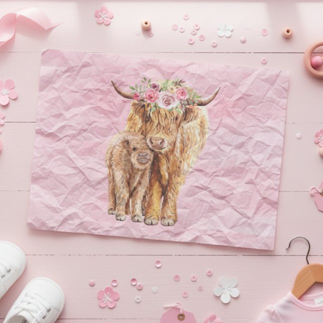Papel De Seda Vaca Highland Escocia Ternera Bebe Rosa Mamá (Subido por el creador)