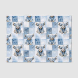 Papel De Seda Vaca Highlandesa Cuadrada Azul Copo de Nieve Invie