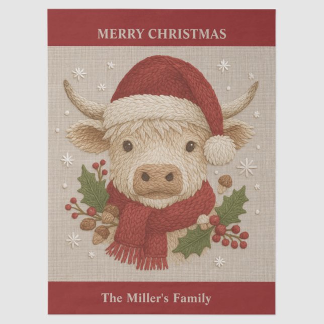 Papel De Seda Vaca rústica de montaña con Santa Hat (Anverso)