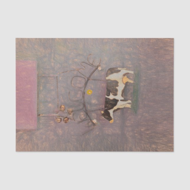 Papel De Seda Vaca Rústica País Oeste Granja Rosa Desnuda (Anverso)