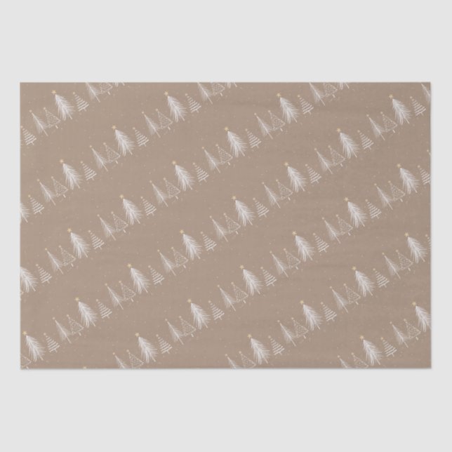 Papel De Seda Vacaciones antiguas Árboles de Navidad dorados bla (Anverso)