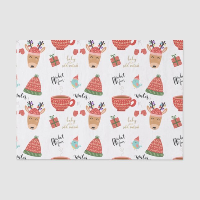 Papel De Seda Vacaciones de invierno frío Navidad rústica Kraft  (Anverso)