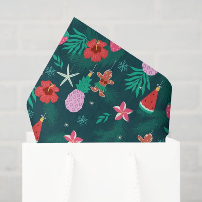 Papel De Seda Vacaciones de los Navidades Tropicales de Playa de (Bolsa de regalo)