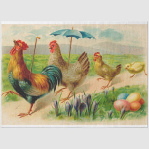 Papel De Seda Vacaciones de Pascua de la Familia de Pollos Vinta