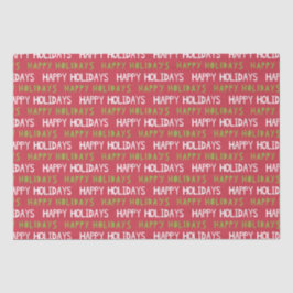 Papel De Seda Vacaciones felices rojas, blancas y verdes