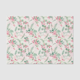 Papel De Seda Vacaciones rosas Berries Vintage Navidad