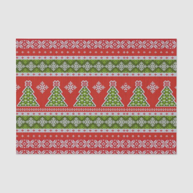 Papel De Seda Vacaciones verdes rojas navidades moderno (Anverso)