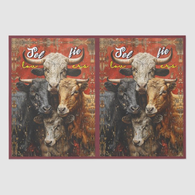 Papel De Seda Vacas amantes de selfie (Anverso)