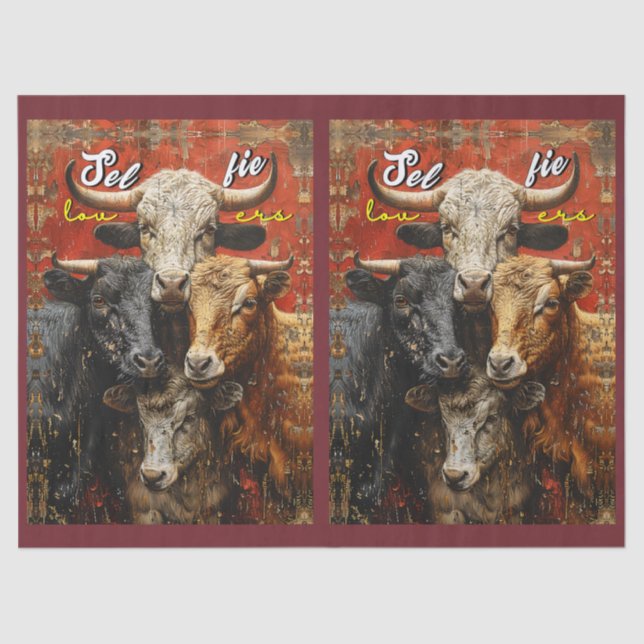 Papel De Seda Vacas amantes de selfie (Anverso)