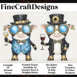 Papel De Seda Vacas con fantasía Steampunk con vino AM8 Decoupag