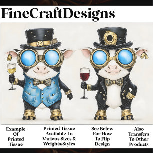 Papel De Seda Vacas con fantasía Steampunk con vino AM8 Decoupag