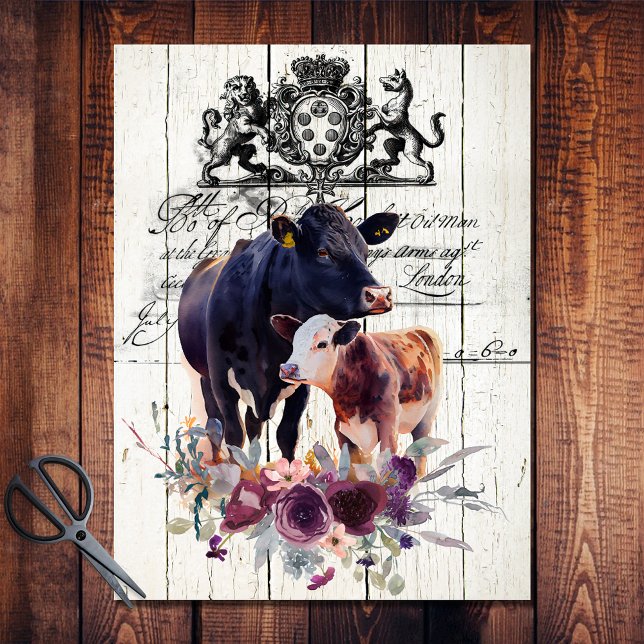 Papel De Seda Vacas de Angus florales del país francés (Subido por el creador)
