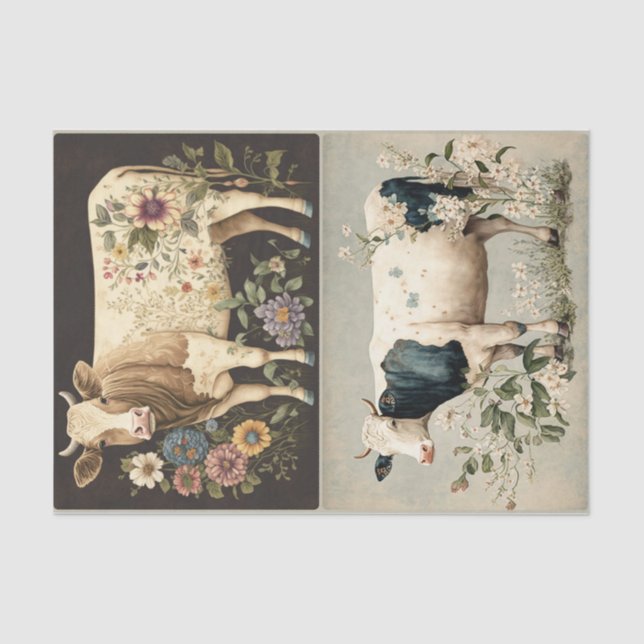 Papel De Seda Vacas de flores (Anverso)