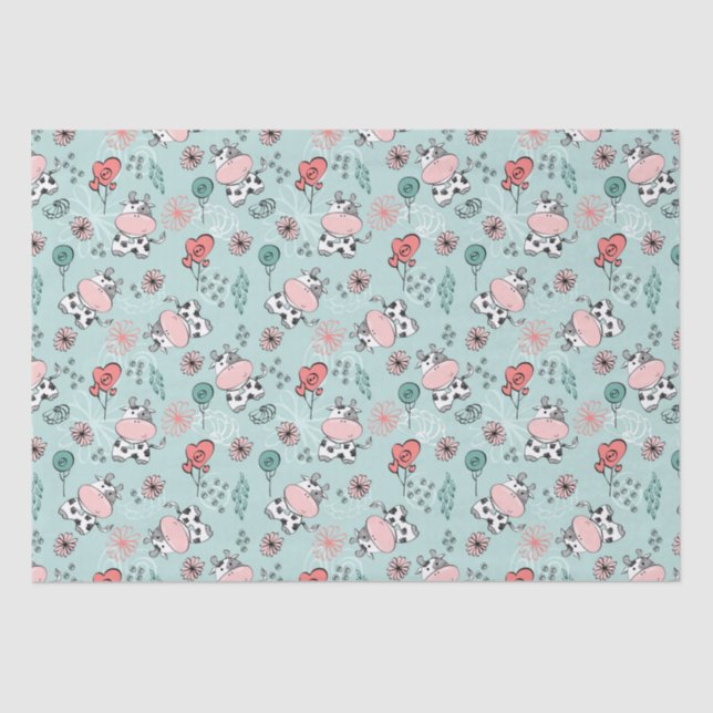 Papel De Seda Vacas de granja de campo (Anverso)