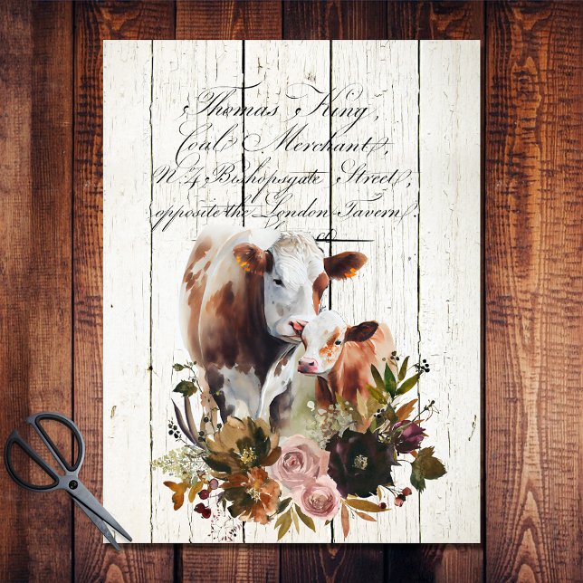 Papel De Seda Vacas Simmentales Florales de la granja (Subido por el creador)