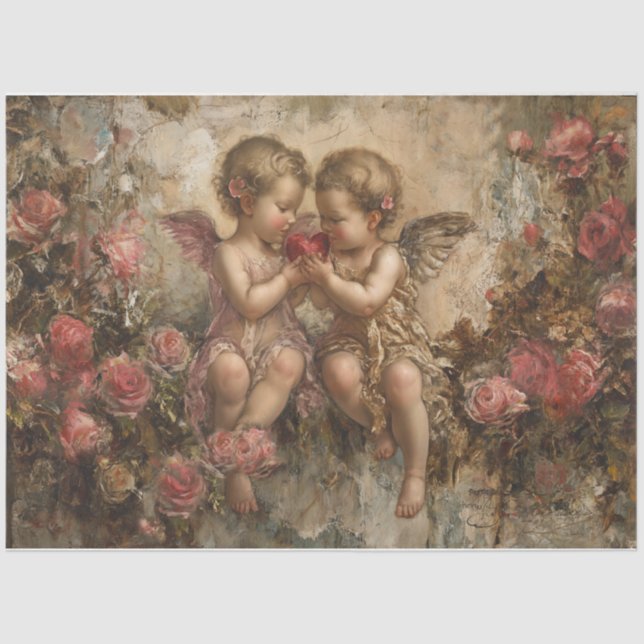 Papel De Seda Valentine Cupid Babies (Anverso)
