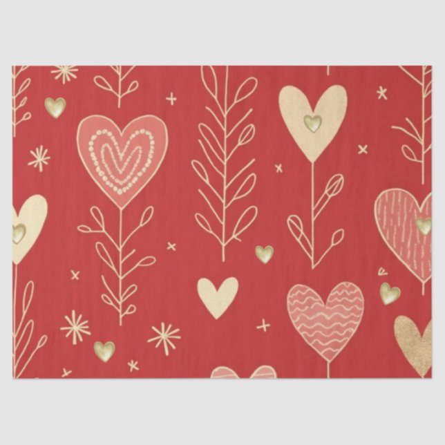 Papel De Seda Valentine heart floral tissue paper (Anverso)