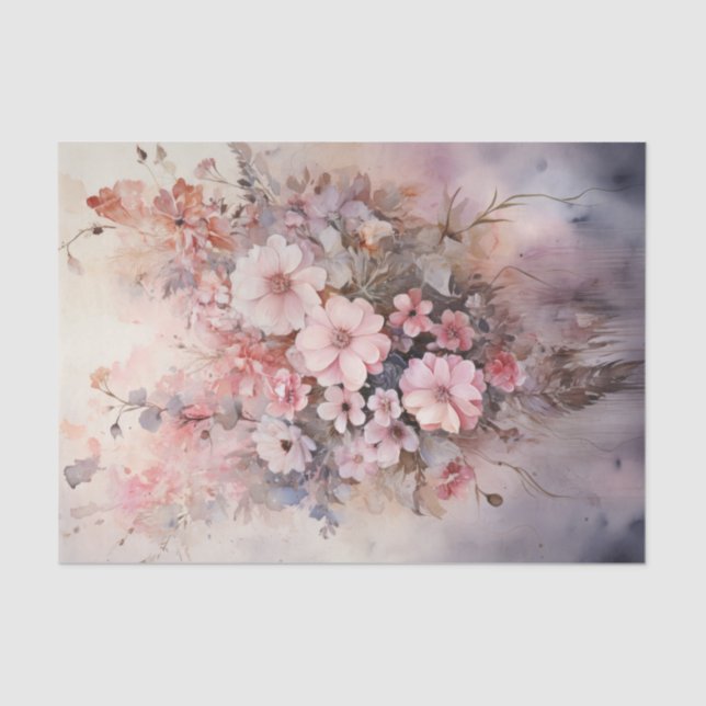 Papel De Seda Valentine Pink Flowers Bouquet (Anverso)