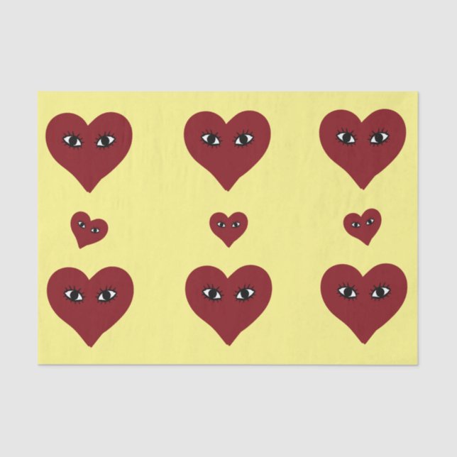 Papel De Seda Valentines Red Heart Face Resumen de arte (Anverso)