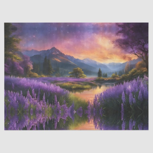 Papel De Seda Valle de la Montaña Lavender en Daybreak (Anverso)