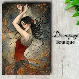 Papel De Seda Vals Caprichoso Art Nouveau Sueño en Rust y Plata