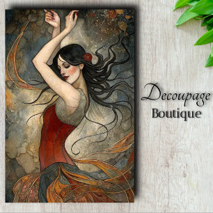 Papel De Seda Vals Caprichoso Art Nouveau Sueño en Rust y Plata
