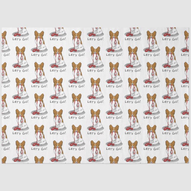 Papel De Seda ¡Vamos! (paseo) Papillon (blanco y rojo) Perro Cut (Anverso)