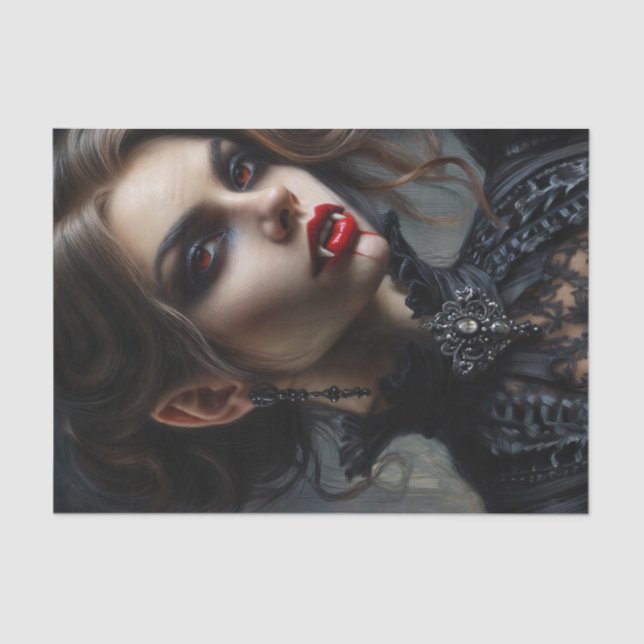 Papel De Seda Vampira con fangos góticos (Anverso)