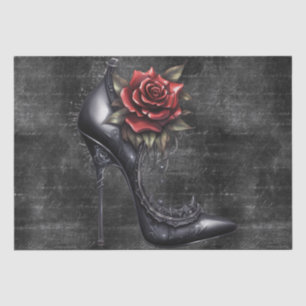 Papel De Seda Vampiro Rosa gótico patrón de talón negro