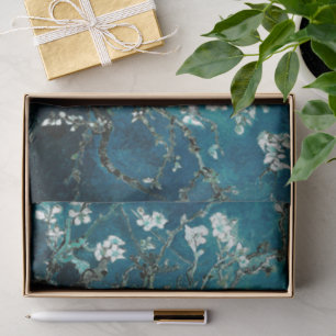 Papel De Seda Van Gogh Almond Blossoms Oscuro Verde azulado
