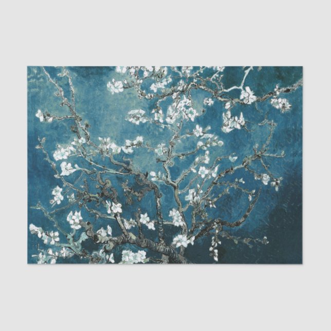 Papel De Seda Van Gogh Almond Blossoms : Verde azulado oscuro (Anverso)