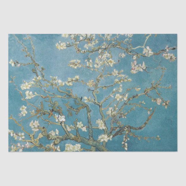 Papel De Seda Van Gogh Almond Flores Turquoise (Anverso)
