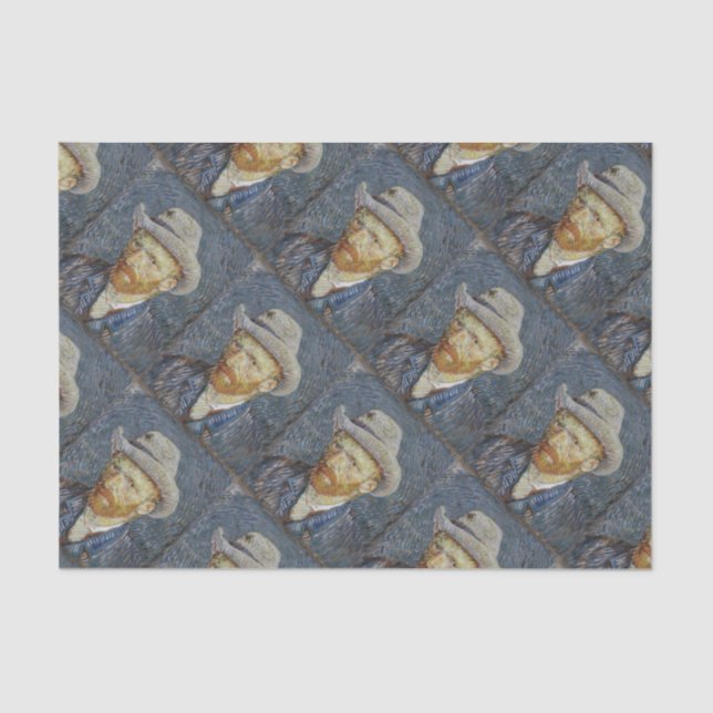 Papel De Seda Van Gogh Autoretrato Gray Felt Gorra Pintura (Anverso)